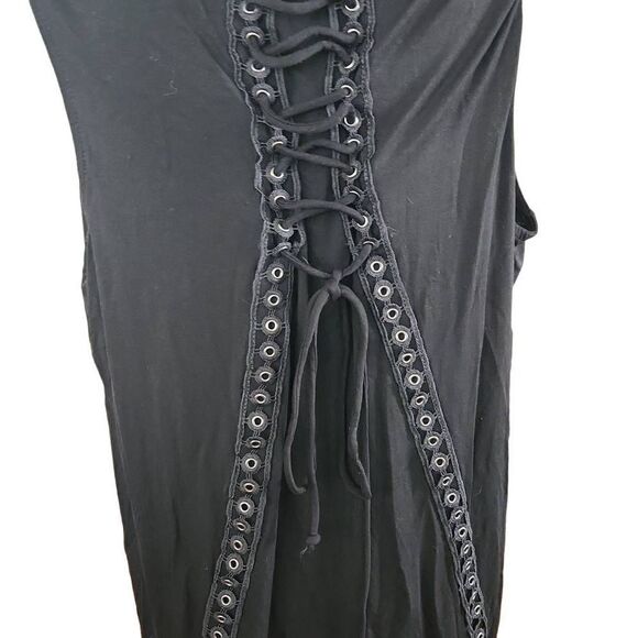 Evolution by Cyrus Women's Size 1X Black Lace Up Back Sleeveless Tank - Picture 2 of 6